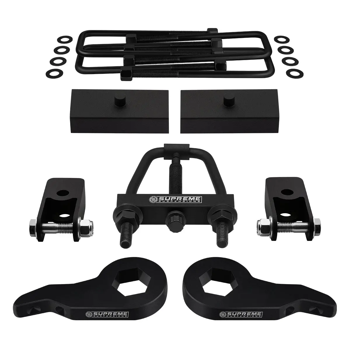 2003-2017 Chevrolet Express Awd Full Suspension Lift Kit With Rear Shock Mount Extenders And Tool (Square Bend U-Bolts) 1