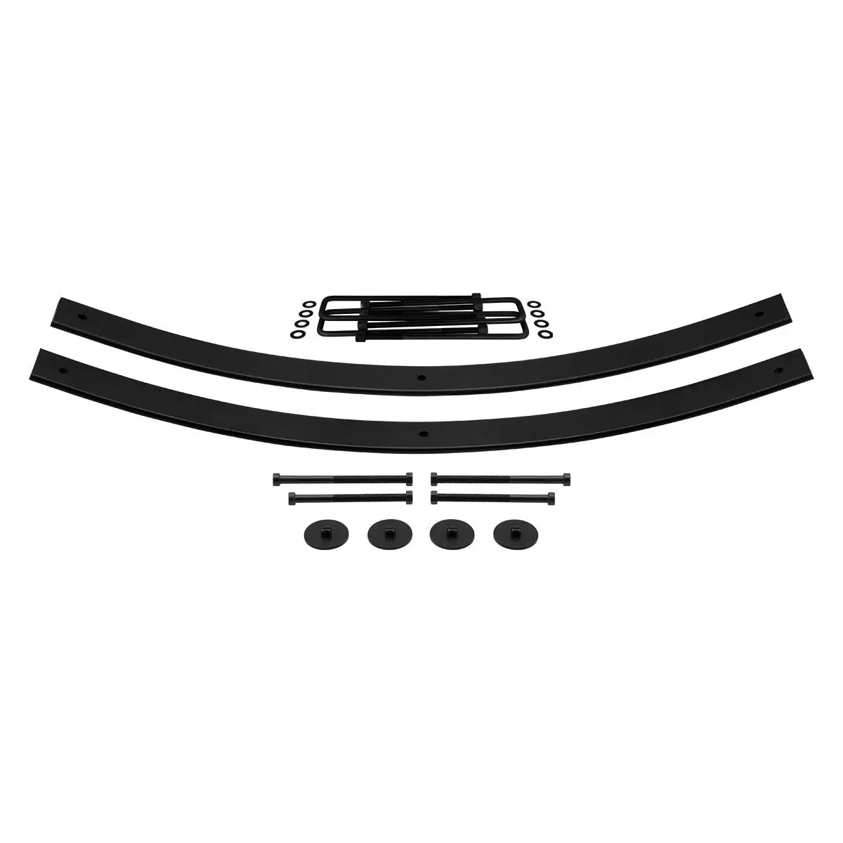 1.5"-2" Rear Level Lift Kit Add-A-Leafs + Square U-Bolts 18" Long Fits 94-02 Ram 2500 4Wd 1