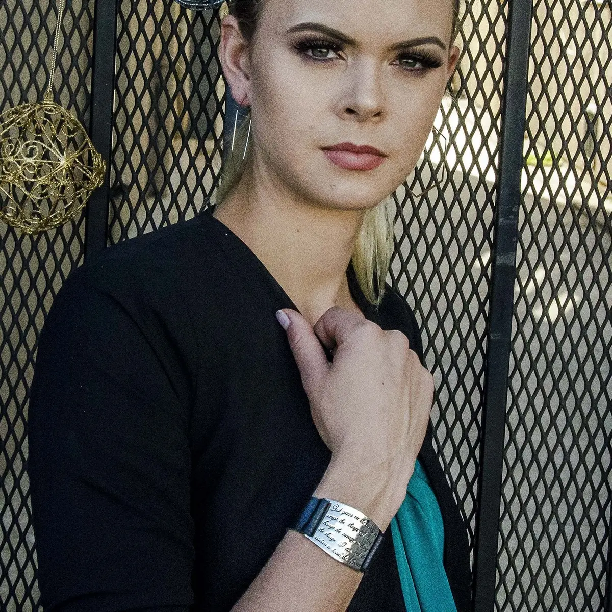 Serenity Prayer Cuff - Silver/Black 1
