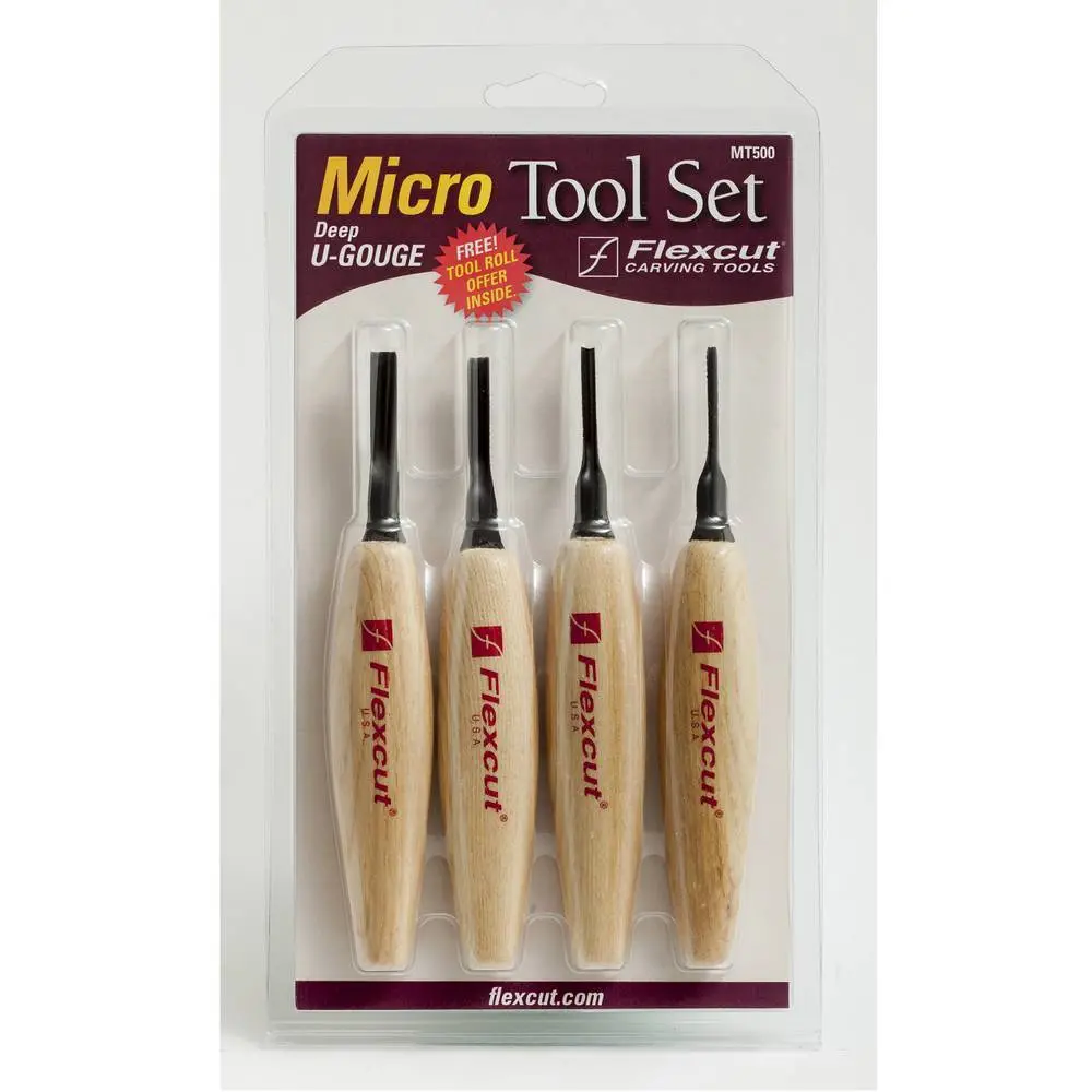 Flexcut Deep U Gouge 4 Piece Micro Tool Set Mt500 1