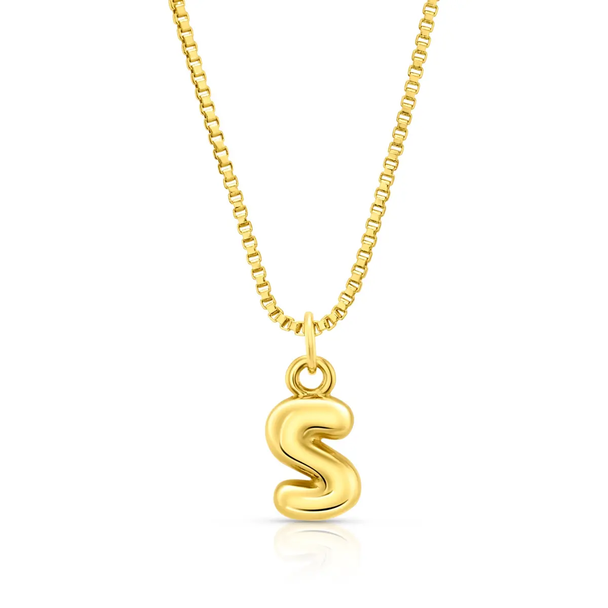 Baby Bubble Initial Necklace, Gold 19