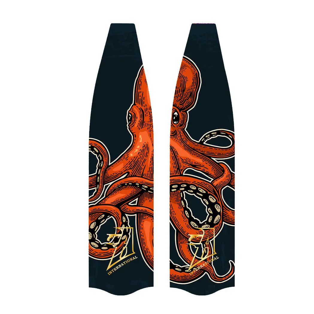 Freediving Fins (Premium Carbon Fiber) - Orange Octopus 1