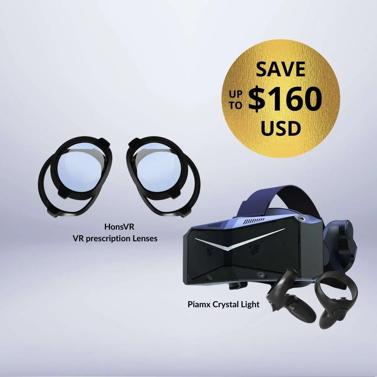 Pimax Crystal Light + Free Honsvr Prescription Lenses Bundle 1