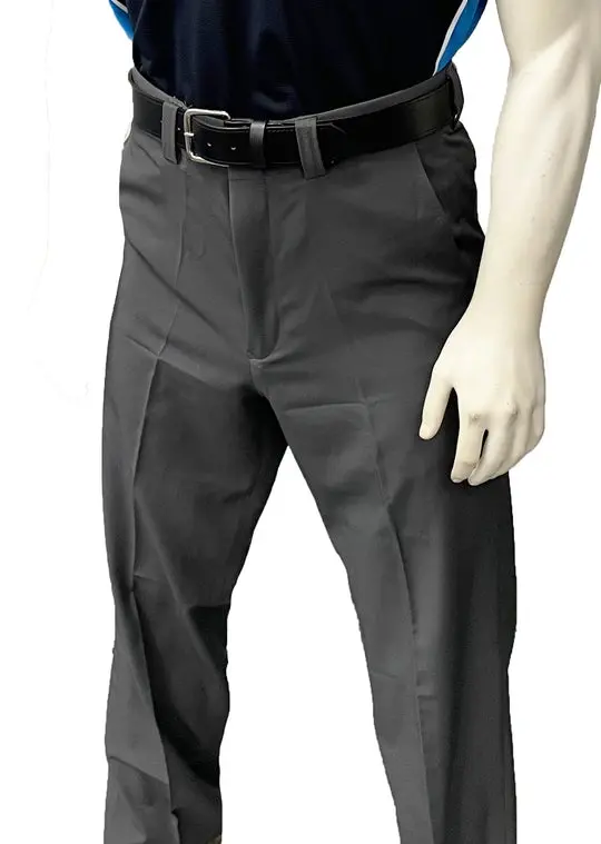 Men's Smitty 4-Way Stretch Charcoal Umpire Flat Front Pants "Non-Expander" 1