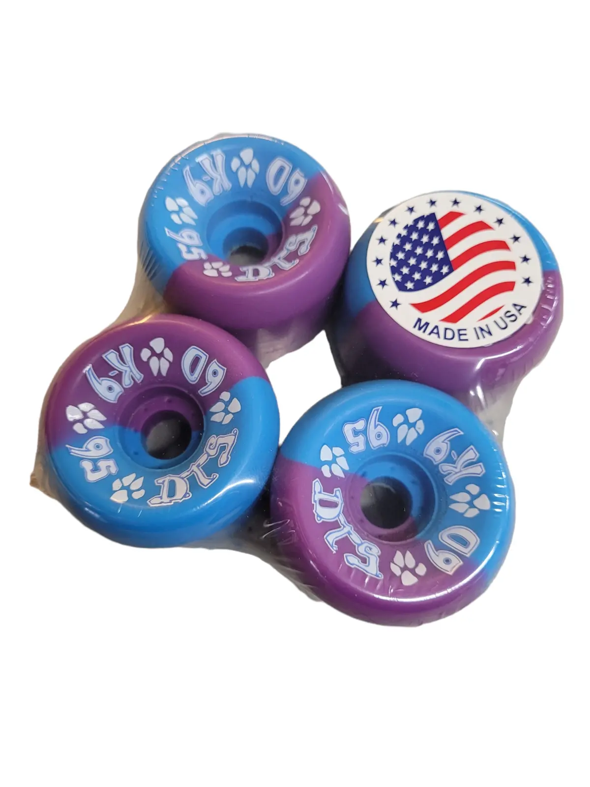 Dogtown K9 Skateboard Wheels 60Mm 95A - Purple Blue Swirl 1