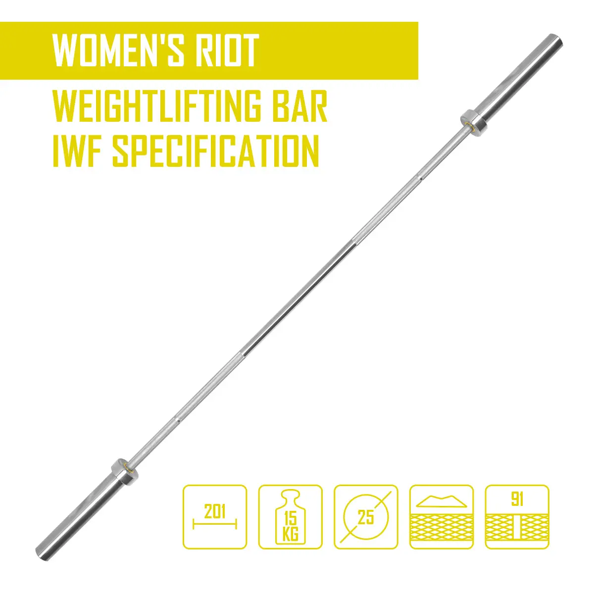 Riot Weightlifting Bar - Women's 15Kg, Iwf Specification 2