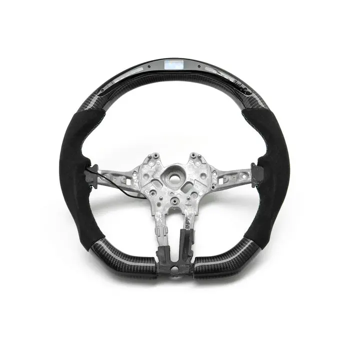 Shft Bmw F Series Flat Bottom Steering Wheel In Gloss Carbon Fibre & Alcantara With Led Race Display 2
