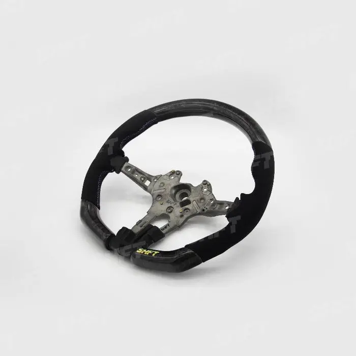 Shft Bmw F Series Flat Bottom Steering Wheel In Gloss Forged Carbon Fibre & Alcantara 2