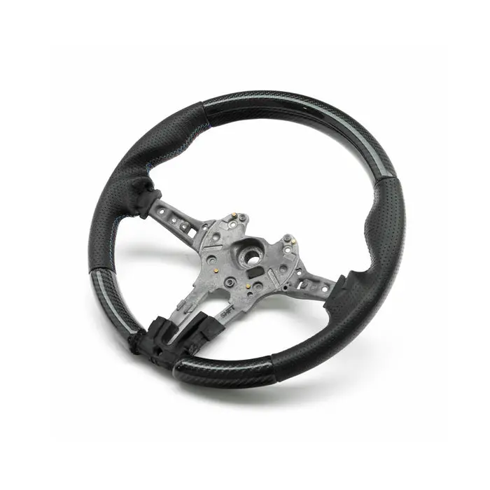 Shft Bmw F Series Round Steering Wheel In Gloss Carbon Fibre & Perforated Leather 1