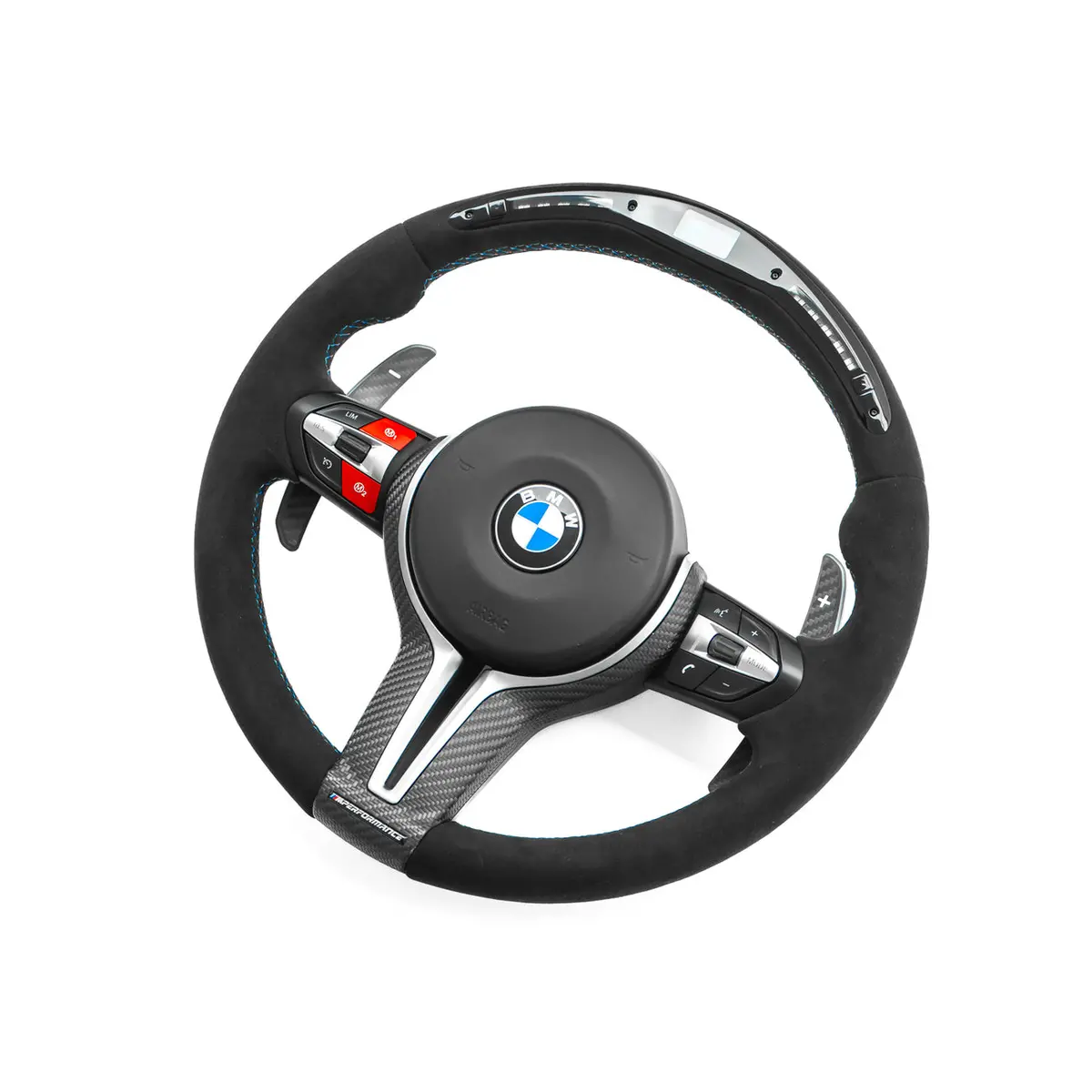 Shft Bmw F Series Round Steering Wheel In Full Alcantara With Led Race Display 1