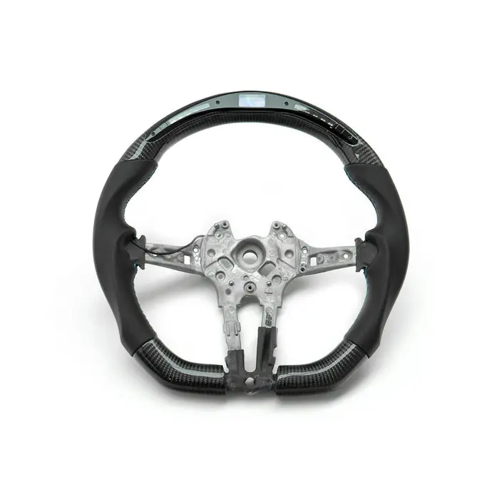 Shft Bmw Flat Bottom Steering Wheel In Gloss Carbon Fibre & Leather With Led Race Display 2