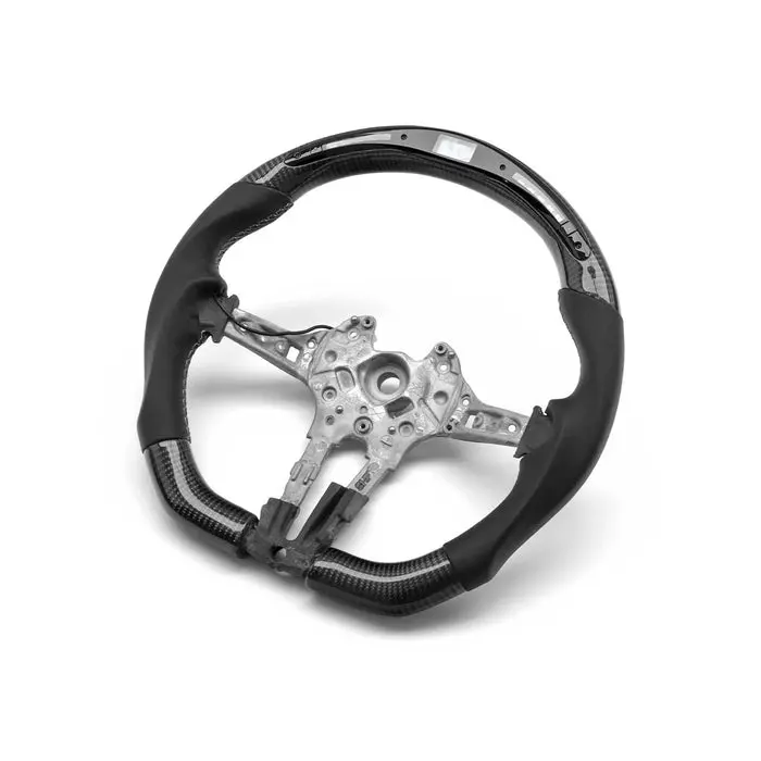Shft Bmw Flat Bottom Steering Wheel In Gloss Carbon Fibre & Leather With Led Race Display 1