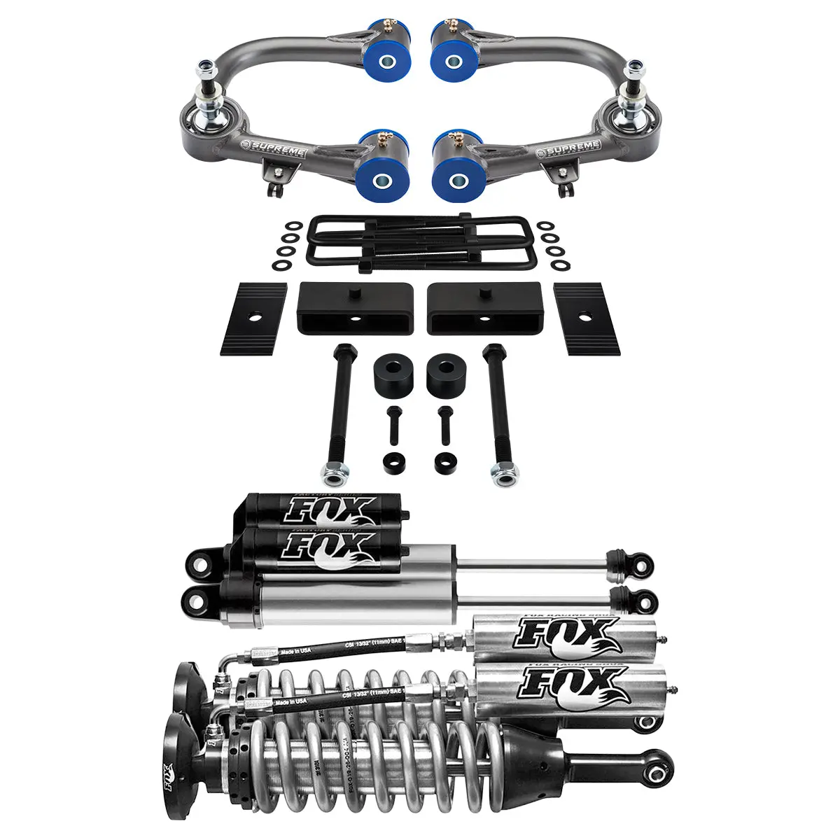 3" Front + 1.5" Rear Lift 2005-2019 Tacoma W/ Uca + Fox 2.5 Coilovers + Shocks 1