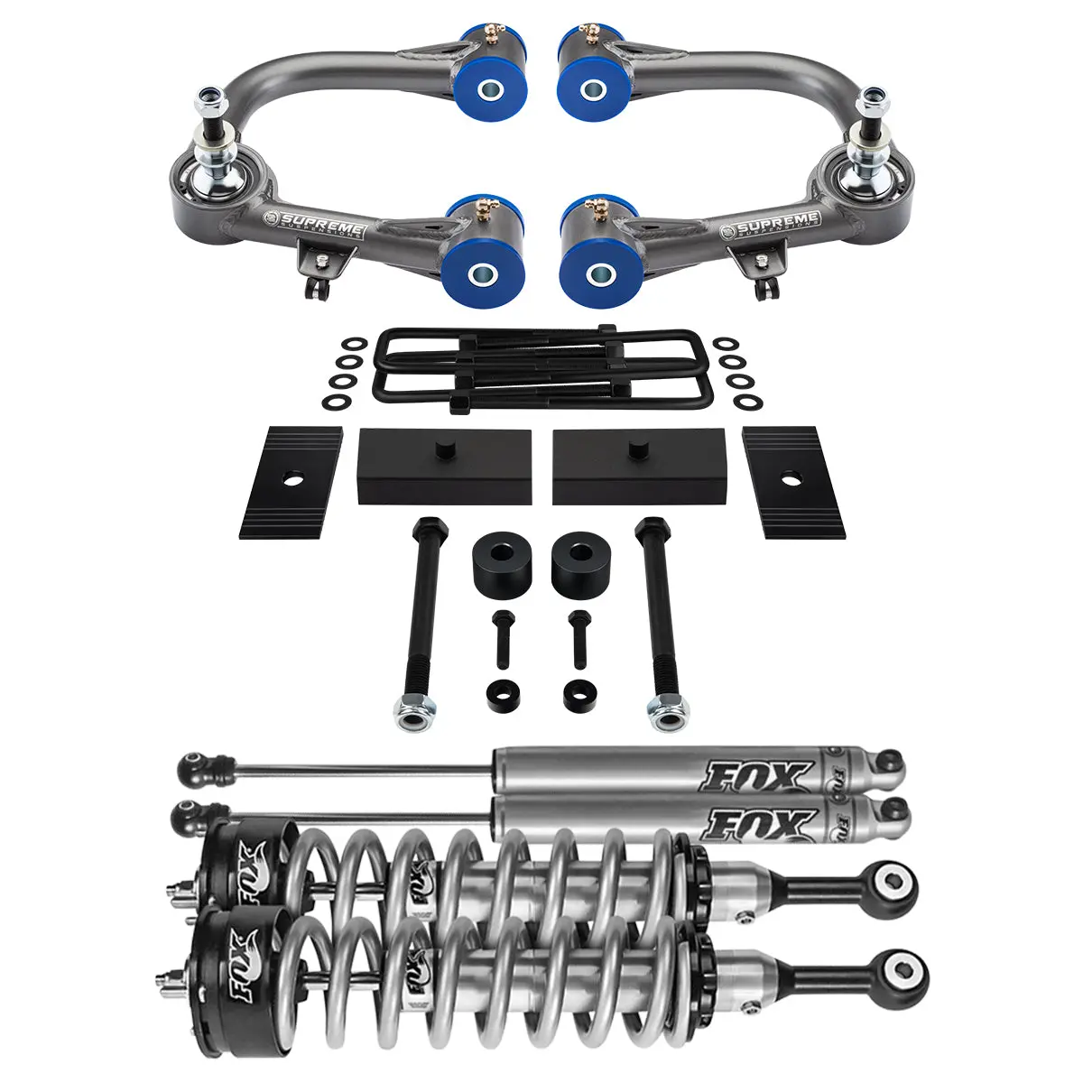 2" Front + 1" Rear Lift Kit 2005-2019 Tacoma W/ Uca + Fox 2.0 Coilovers + Shocks 1