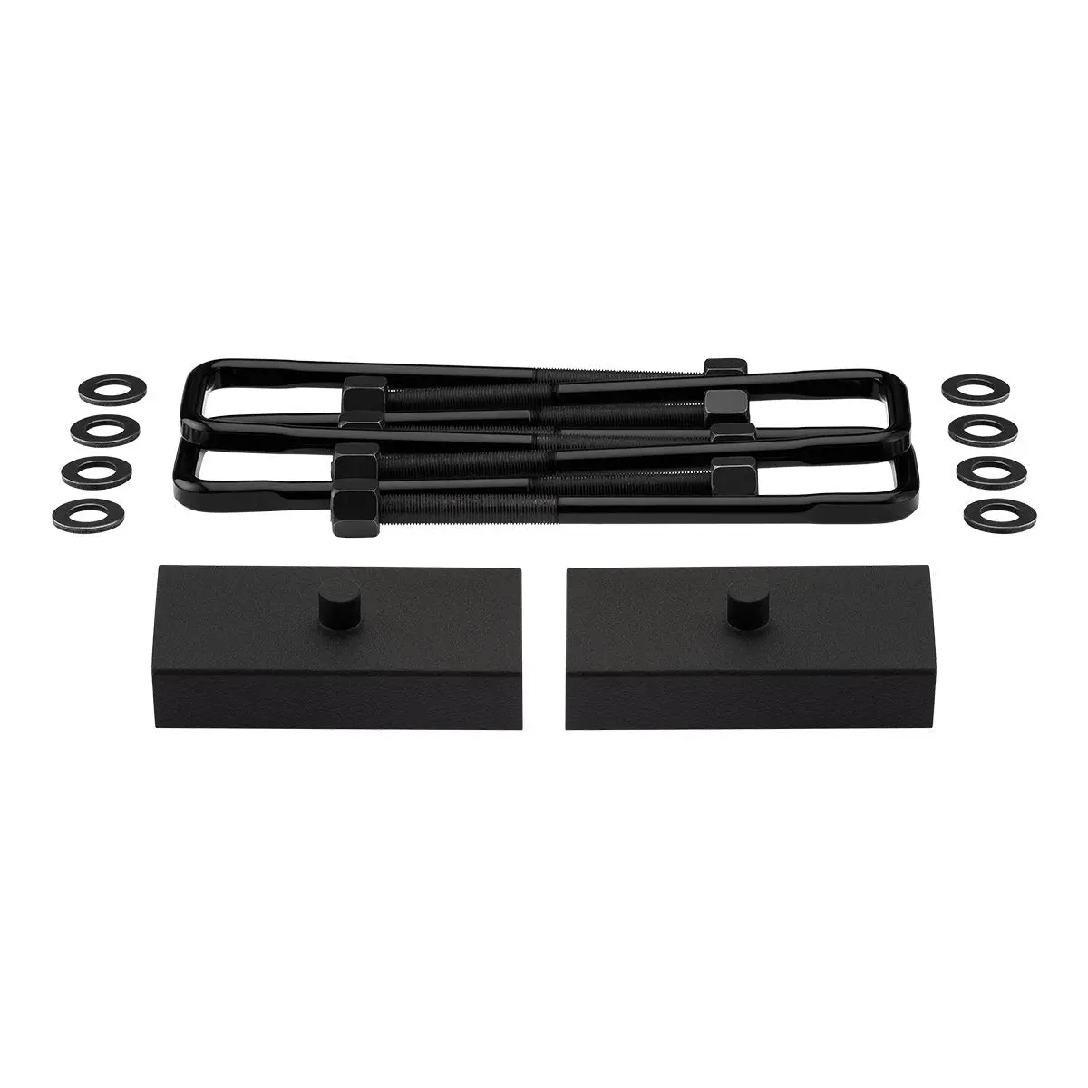 1992-2006 Chevrolet Suburban 1500 2Wd Rear Lift Blocks With Premium Forged Flat Top U-Bolts 1