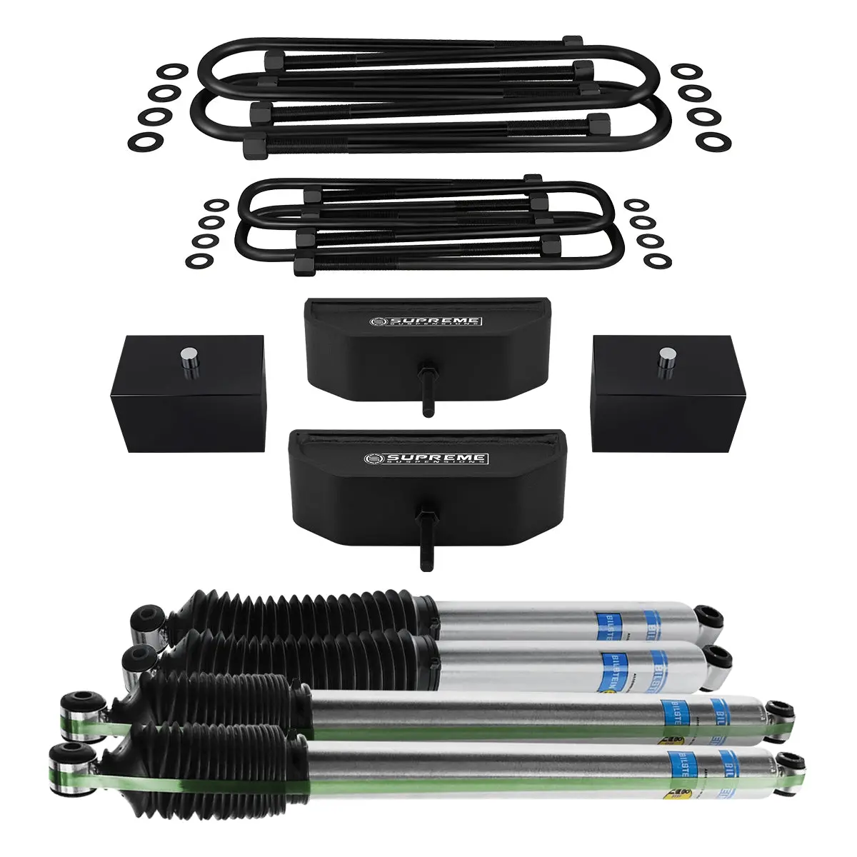 1999-2004 Ford F250 Super Duty Full Front And Rear Lift Blocks Kit 4Wd W/ Bilstein Shocks 8