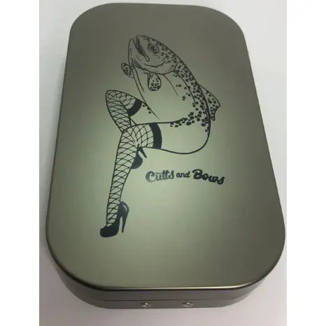 Gun Metal Black Print "Trout Legs" Aluminum Fly Box 1