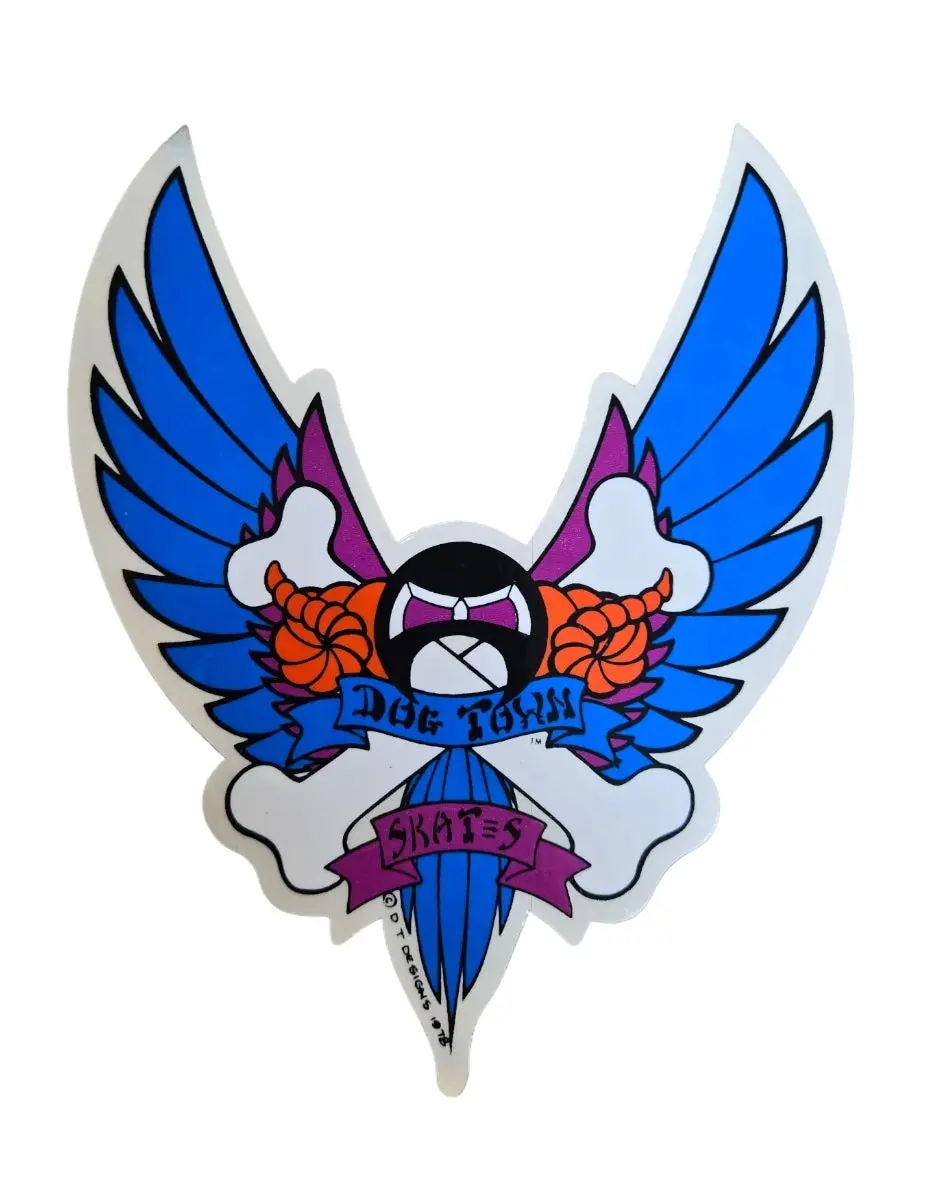 Vintage 70S Dogtown Wings Sticker - Blue 1