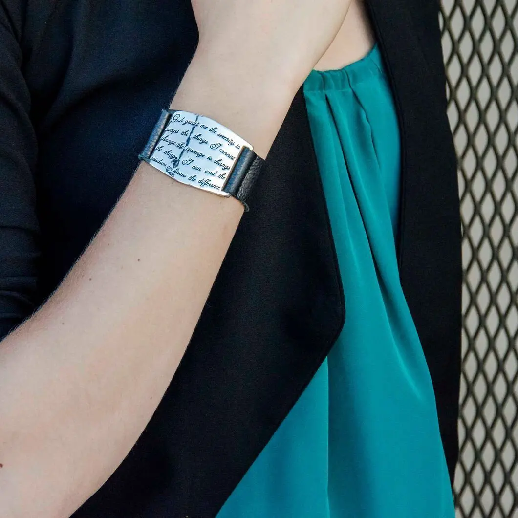 Serenity Prayer Cuff - Silver/Black 2