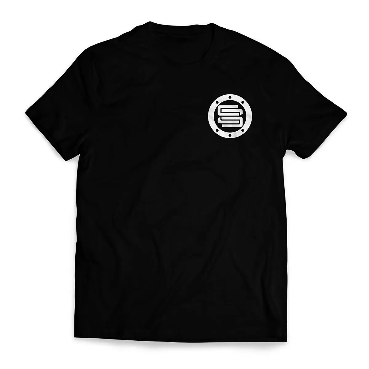 Supreme Suspensions® White On Black Two-Toned Cotton-Blended Premium T-Shirt W/ Pocket Print & Back Design 1