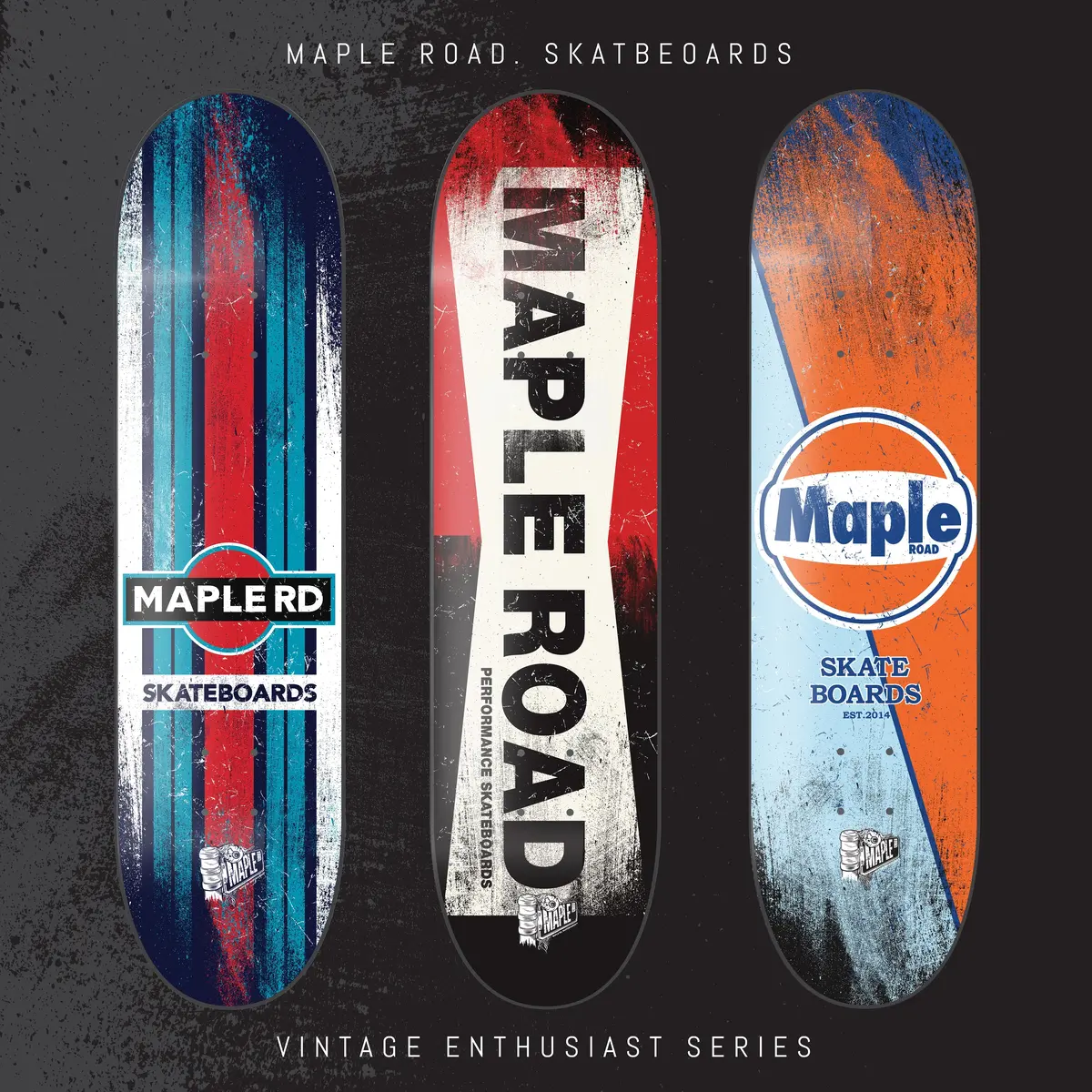 Maple Road Skateboards Vintage Entusiast Set Of Three In 8.25 Inch Wide Only 50 Sets Availble In Australia 1