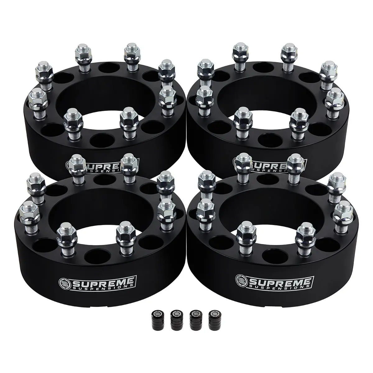 Wheel Spacers Set Dodge Ram 2500 3500 8X6.5" Bp / 9/16"X18 Studs + Tire Valve Caps 2