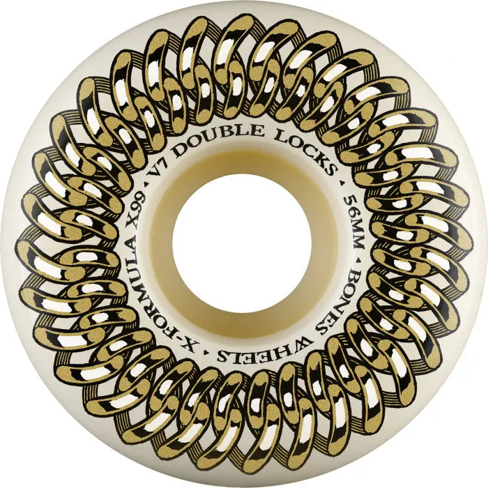 Bones Wheels X-Formula Skateboard Wheels Double Lock V7 56Mm 99A 4Pk White 1