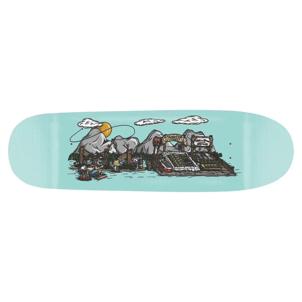 Cutts And Bows "Gone Fishin" Skateboard Deck 8.5 Inch Wide" Chris Haslam Guest Artist 1