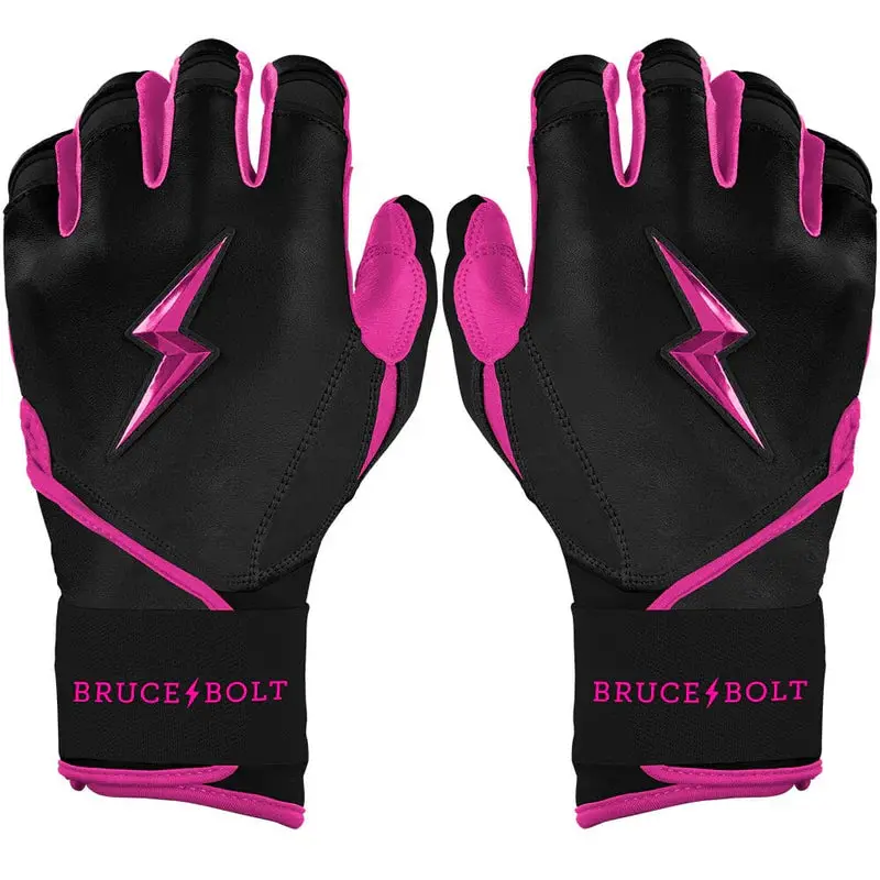 Bruce Bolt Bear Series Long Cuff Batting Gloves - Hot Pink - Youth 1