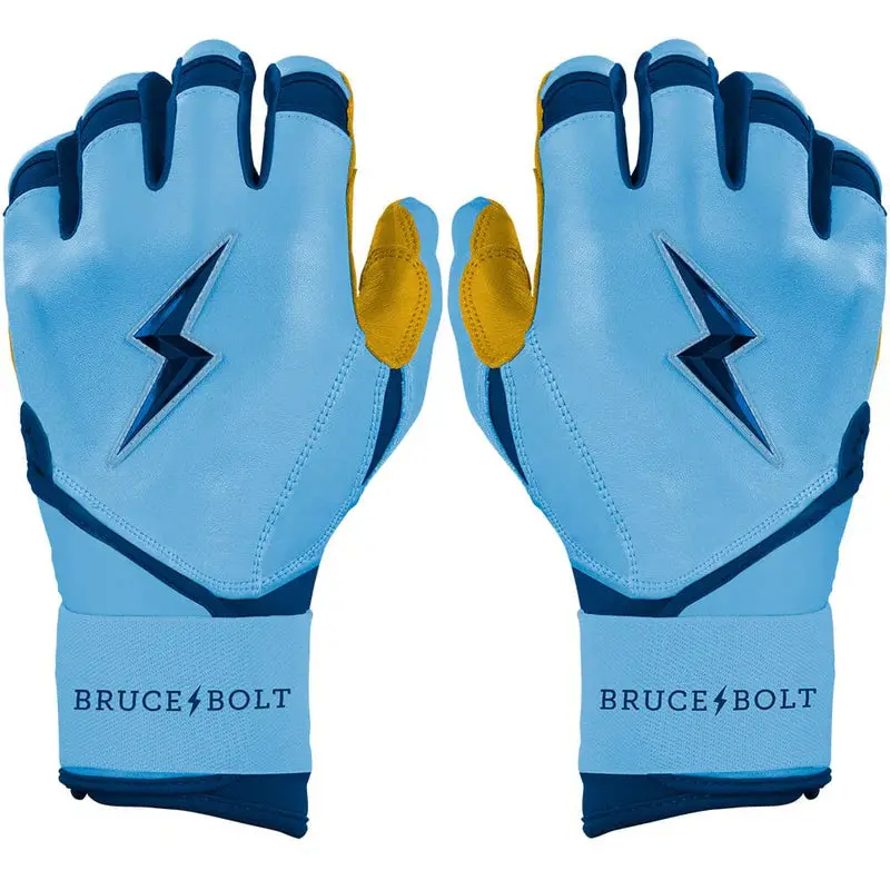 Bruce Bolt Bear Series Long Cuff Batting Gloves - Carolina Blue - Youth 1