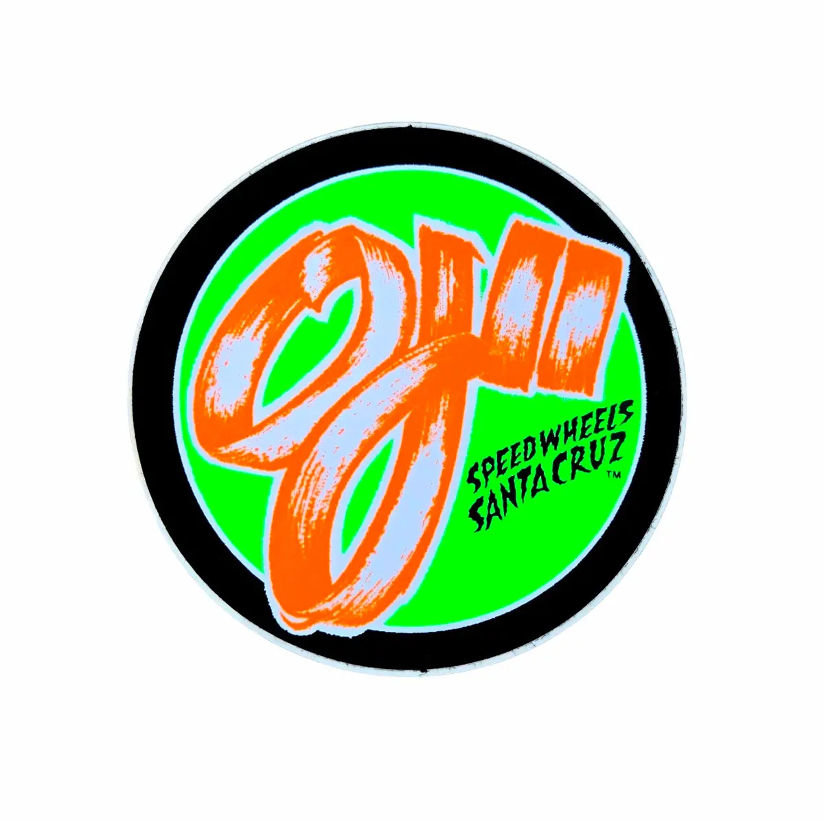 Vintage 80S Santa Cruz Oj Ii Speed Wheels Sticker - Neon Orange/Neon Green 1