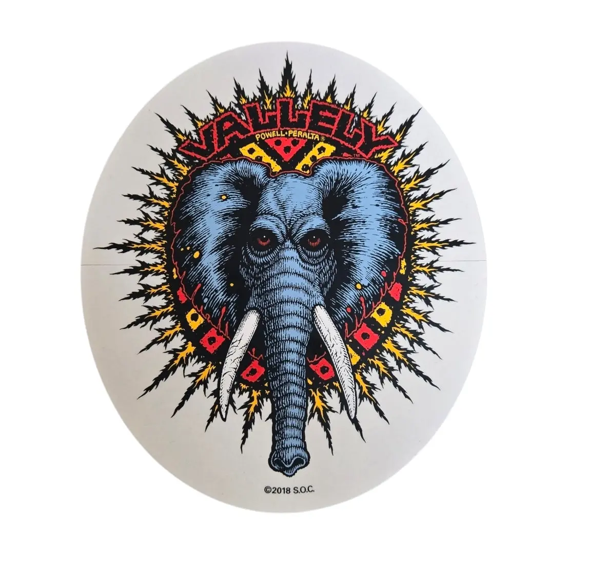 Powell Peralta "Mike Vallely" Elephant Sticker - Clear Back 1