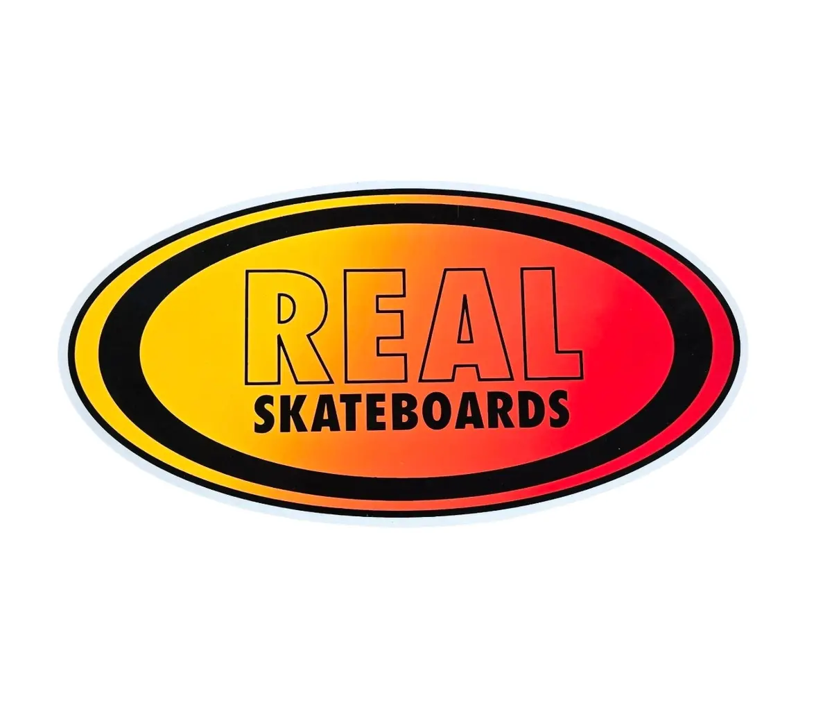 Large Vintage 90S Real Skateboards Oval Logo Sticker - Red Yellow 1