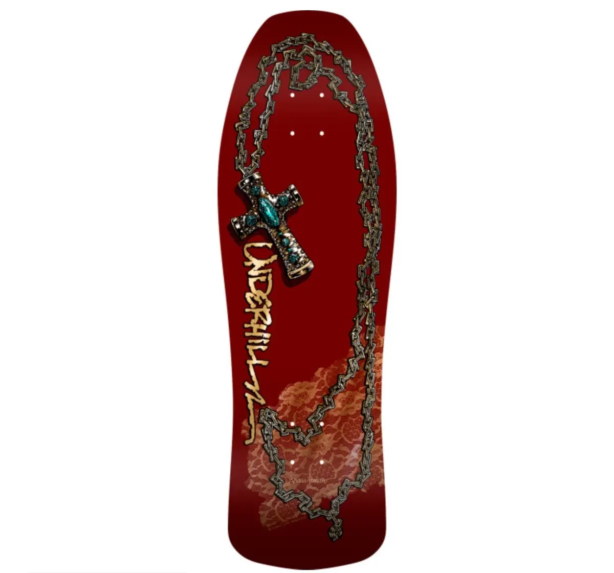 Powell Peralta Ray Underhill Cross Reissue Skateboard Deck - Burgundy Gold Foil 1
