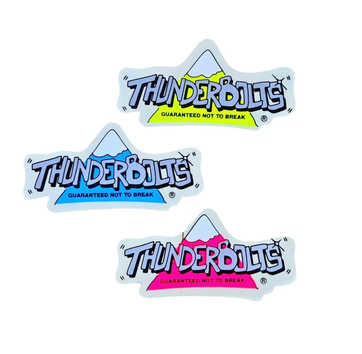 Vintage 80S Thunder Bolts Stickers (Set Of 3) - Yelow Blue Pink 1