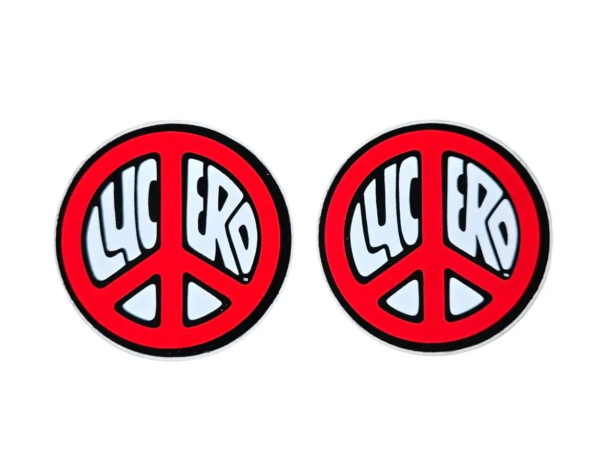 Vintage 80S John Lucero Peace Sticker Set Of 2 - Red 1