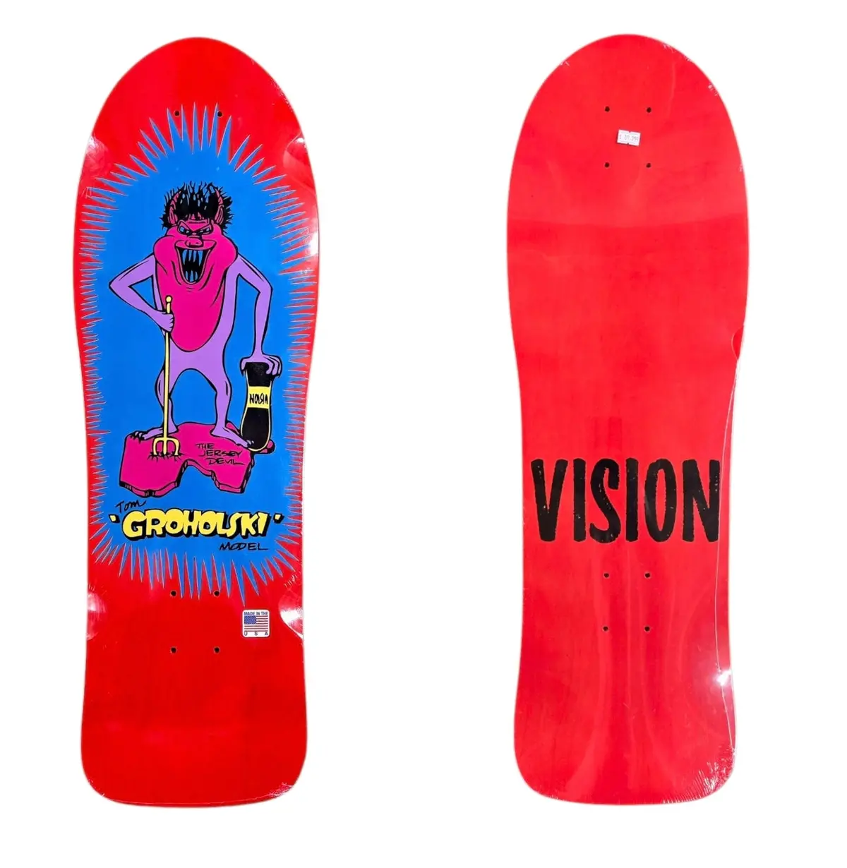 New Vision Tom Groholski Jersey Devil Reissue Skateboard Deck Red/Blue 1