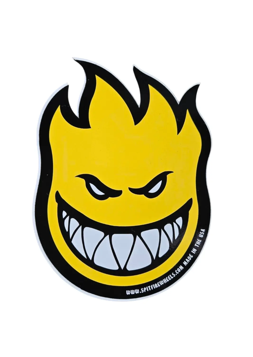4.5" X 6" Vintage Spitfire Wheels Big Head Sticker - Yellow 1