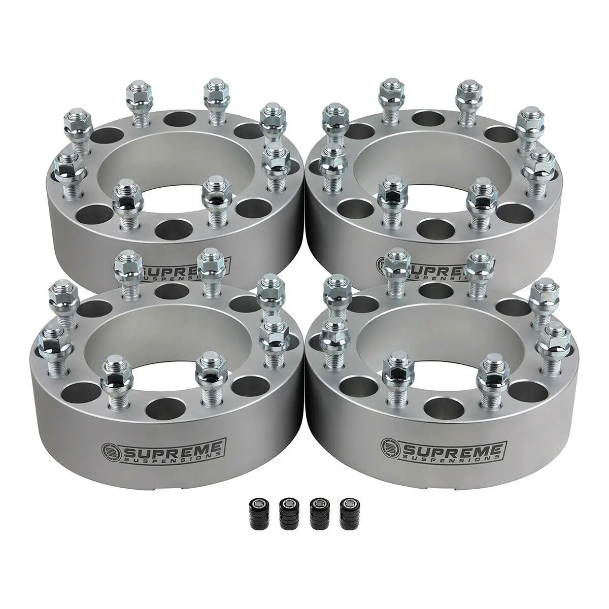 Wheel Spacers For Chevy Silverado 2500 3500 Hd 8X180mm / Stud Size: M14x1.5 + Valve Caps 4