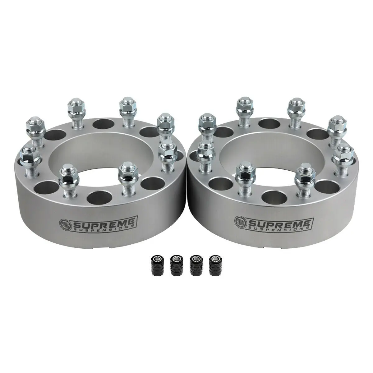 Wheel Spacers For Chevy Silverado 2500 3500 Hd 8X180mm / Stud Size: M14x1.5 + Valve Caps 4
