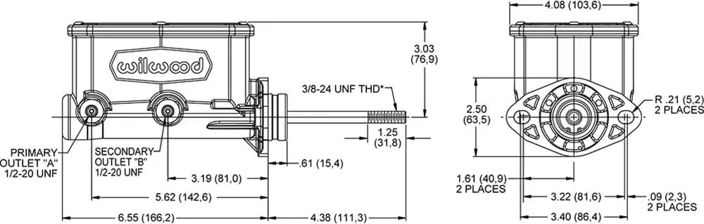Wilwood 260-14958-P Aluminum Tandem Master Cylinder – Compact Dual-Circuit Brake Actuator 2