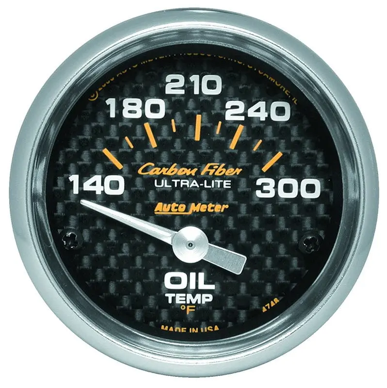 Autometer Carbon Fiber Series Oil Temperature Gauge – 2-1/16" Dial 1