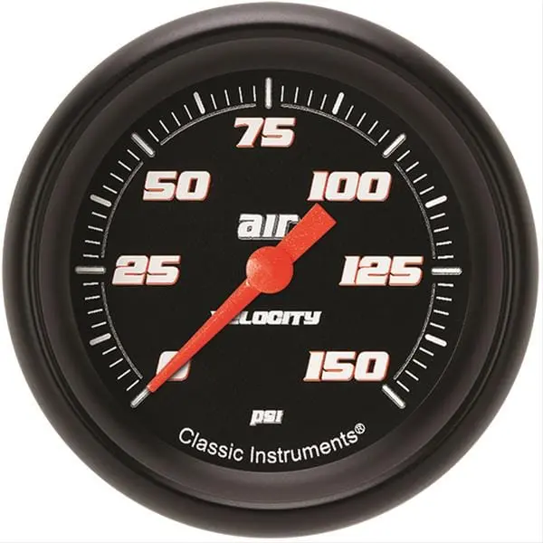 Classic Instruments Velocity Series Black Dial Gauge Set – 2-1/16", Brushed Aluminum Bezel (Vs318Bbpf) 1