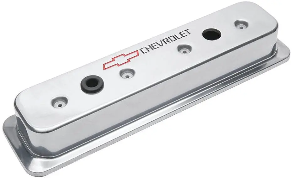 Chrome Die-Cast Chevrolet Logo Valve Covers – Center Hold-Down Design Pr141-130 1